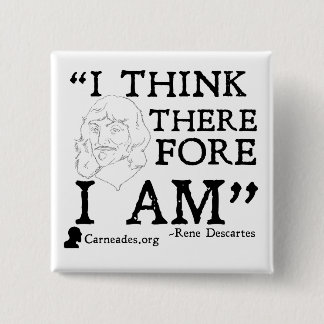 Badge Carré 5 Cm Bouton de Rene Descartes Cogito