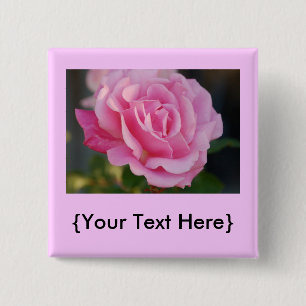 Badge Carré 5 Cm Bouton de rose de rose