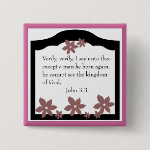 Badge Carré 5 Cm Bouton de royaume des cieux de John 3-3