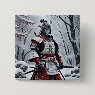 Badge Carré 5 Cm bouton de samouraï japonais