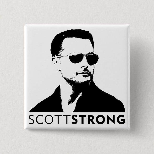 BADGE CARRÉ 5 CM BOUTON DE SCOTTSTRONG (Devant)
