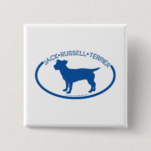 Badge Carré 5 Cm Bouton de silhouette de Jack Russel