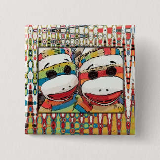 Badge Carré 5 Cm Bouton de singe de chaussette