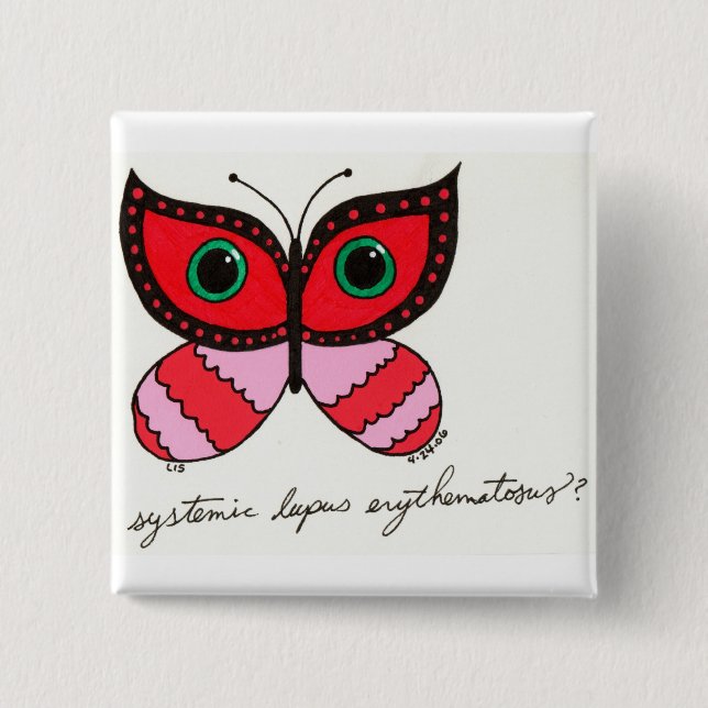 Badge Carré 5 Cm Bouton de SLE (Devant)