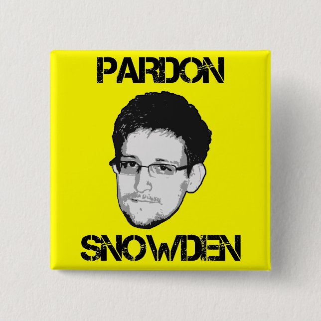 Badge Carré 5 Cm Bouton de Snowden de pardon (Devant)