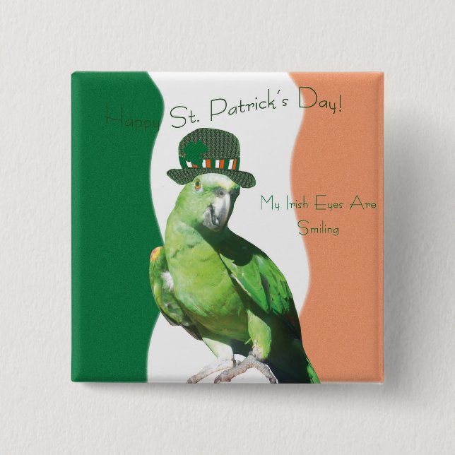 Badge Carré 5 Cm Bouton de sourire de yeux irlandais (Devant)