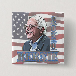 Badge Carré 5 Cm Bouton de soutien de Bernie Sanders aux élections
