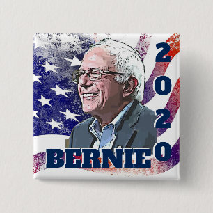 Badge Carré 5 Cm Bouton de soutien de Bernie Sanders aux élections 