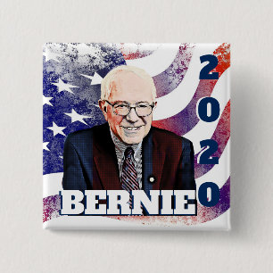 Badge Carré 5 Cm Bouton de soutien de Bernie Sanders aux élections 