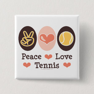 Badge Carré 5 Cm Bouton de tennis d'amour de paix