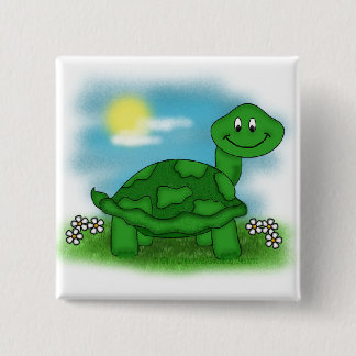 Badge Carré 5 Cm Bouton de tortue