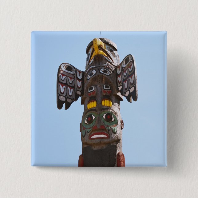 Badge Carré 5 Cm Bouton de totem (Devant)