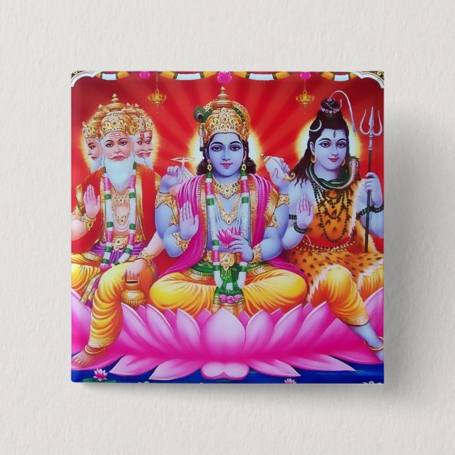 Badge Carré 5 Cm Bouton de Trimurti (Devant)