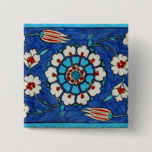 Badge Carré 5 Cm bouton de tuile d'iznik
