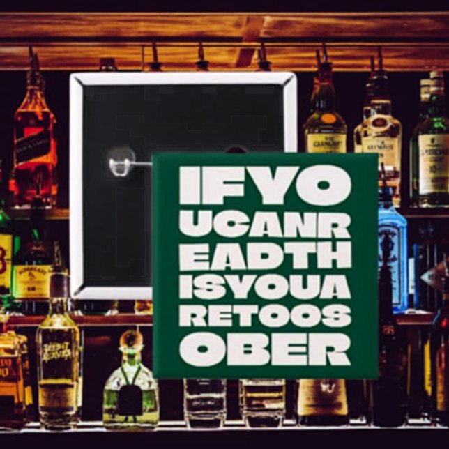 Badge Carré 5 Cm Bouton de typographie verte de forêt TooSober (Créateur téléchargé)