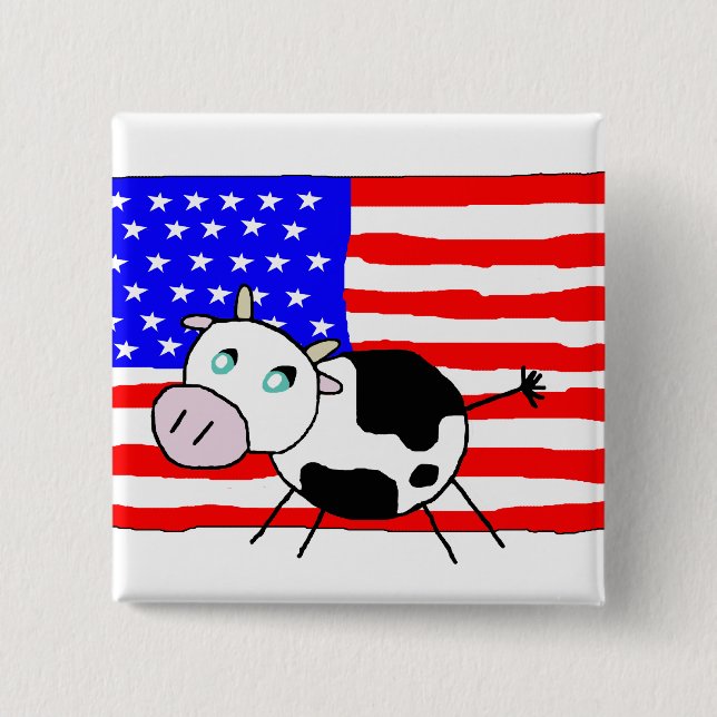 Badge Carré 5 Cm Bouton de vache des Etats-Unis (Devant)