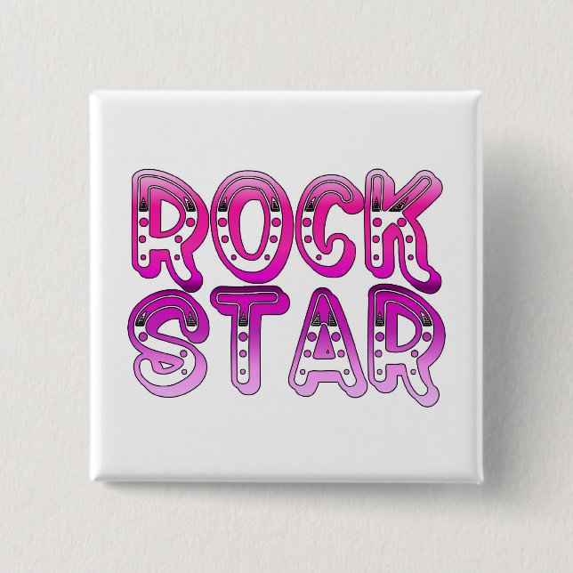 Badge Carré 5 Cm Bouton de vedette du rock (Devant)