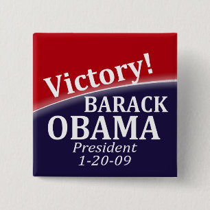 Badge Carré 5 Cm Bouton de victoire de Barack Obama