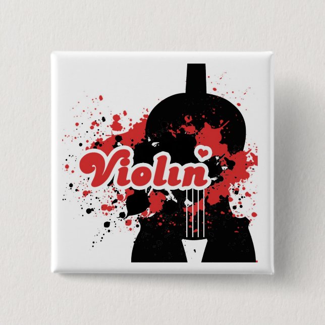 Badge Carré 5 Cm Bouton de violon (Devant)