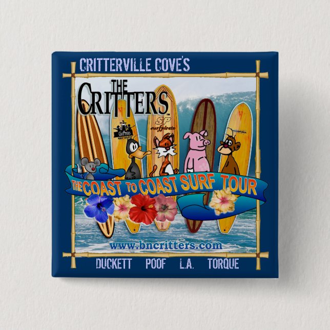 Badge Carré 5 Cm Bouton de visite de surf (Devant)