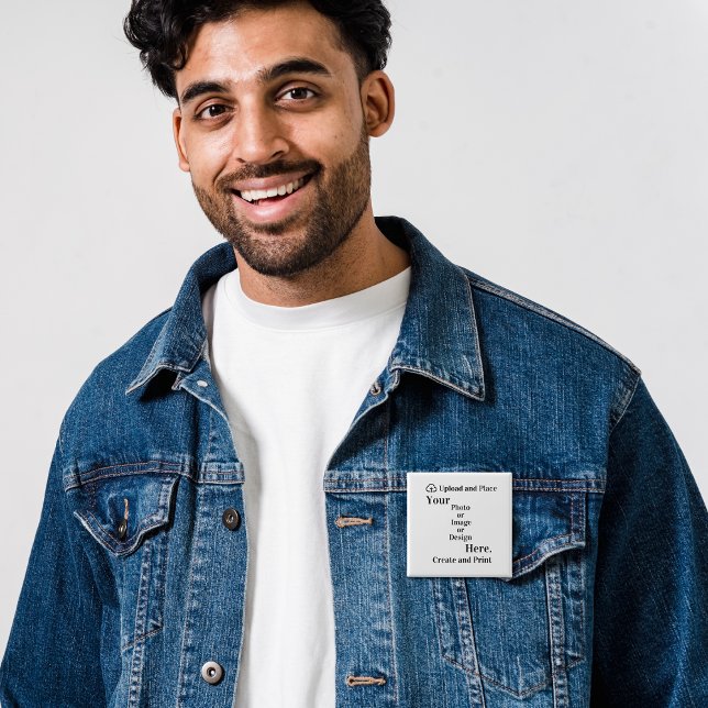 Badge Carré 5 Cm Bouton de votre conception ou téléchargement de ph (Button Your Design or Photo Upload)