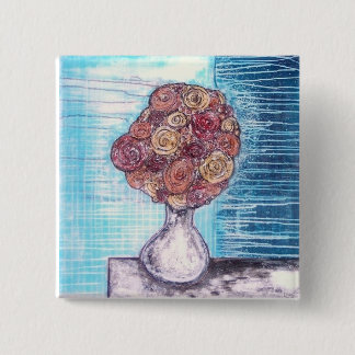 Badge Carré 5 Cm Bouton "d'éclaboussure de fleur"