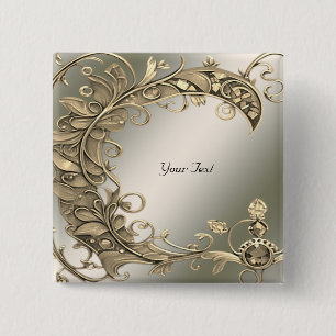 Badge Carré 5 Cm Bouton décoratif élégant moderne en or
