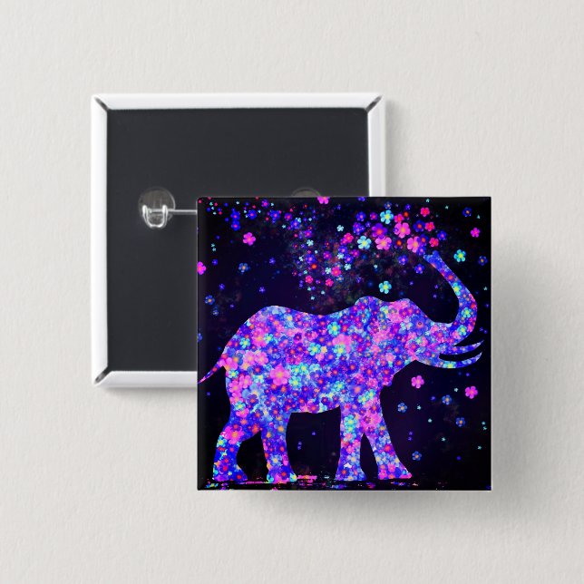 Badge Carré 5 Cm Bouton d'éléphant de printemps (Devant & derrière)