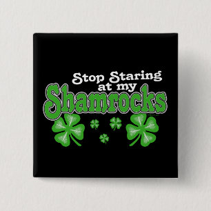 Badge Carré 5 Cm Bouton Démarrage en Shamrock