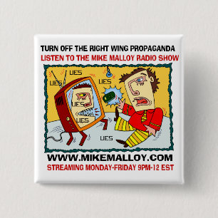 Badge Carré 5 Cm Bouton d'émission de radio de Mike Malloy