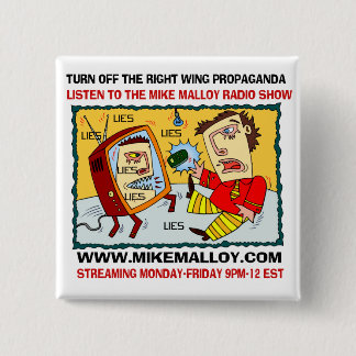 Badge Carré 5 Cm Bouton d'émission de radio de Mike Malloy
