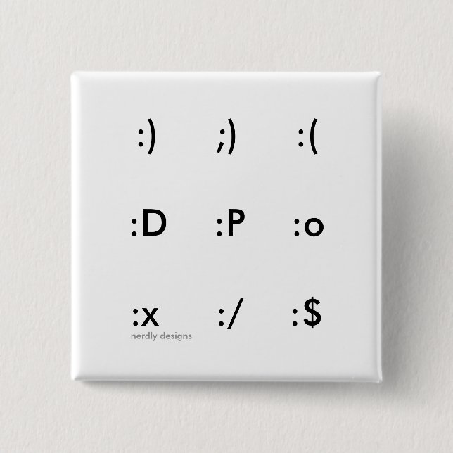 Badge Carré 5 Cm bouton d'émoticône (Devant)