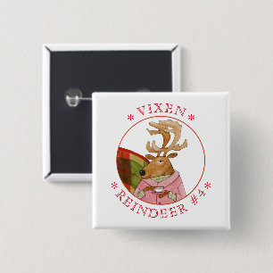 Badge Carré 5 Cm Bouton d'épingle Carré VIXEN REINDEER