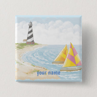Badge Carré 5 Cm Bouton d'épingle Light One Lighthouse