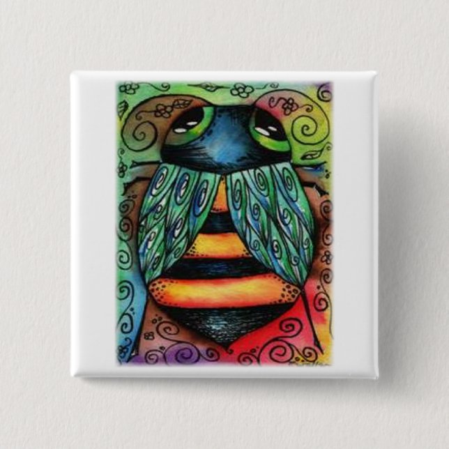 Badge Carré 5 Cm Bouton d'équipe de promenade de BUZZY BEEZZ (Devant)