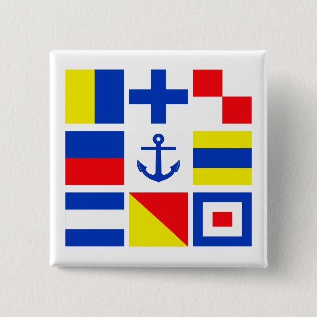 Badge Carré 5 Cm Bouton des drapeaux maritimes (Devant)