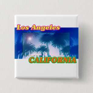 Badge Carré 5 Cm Bouton des palmiers "Los Angeles CALIFORNIA"