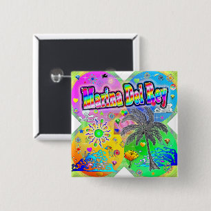 Badge Carré 5 Cm Bouton des quatre saisons de Marina Del Rey