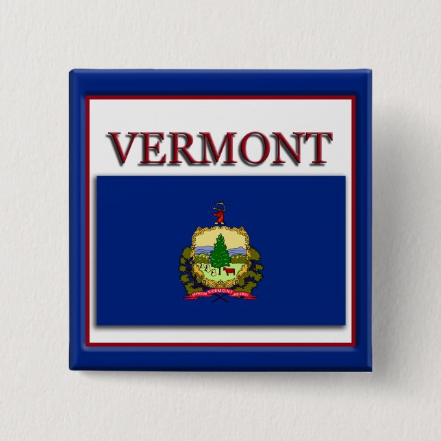Badge Carré 5 Cm Bouton Design de drapeau d'état du Vermont (Devant)