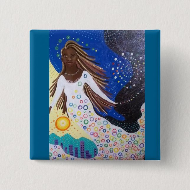 Badge Carré 5 Cm Bouton d'esprit d'ange de Souljourn (Devant)