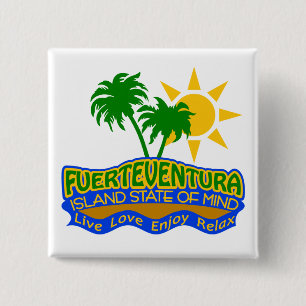 Badge Carré 5 Cm Bouton d'état d'esprit de Fuerteventura