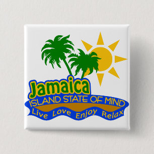 Badge Carré 5 Cm Bouton d'état d'esprit de la Jamaïque