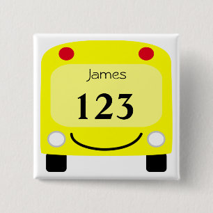 Badge Carré 5 Cm Bouton d'étiquette d'autobus scolaire