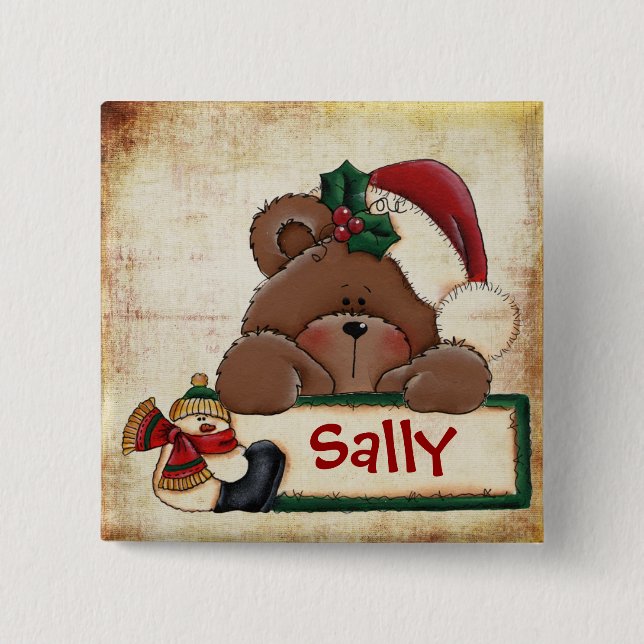 Badge Carré 5 Cm Bouton d'étiquette de bas de Chrtimstas (Devant)