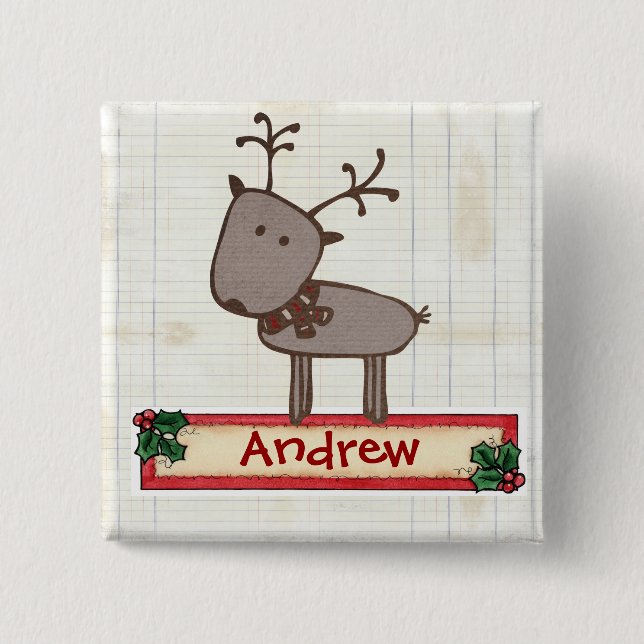 Badge Carré 5 Cm Bouton d'étiquette de bas de Chrtimstas (Devant)