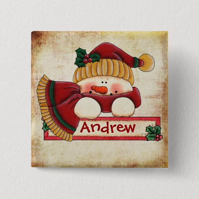 Badge Carré 5 Cm Bouton d'étiquette de bas de Chrtimstas (Devant)