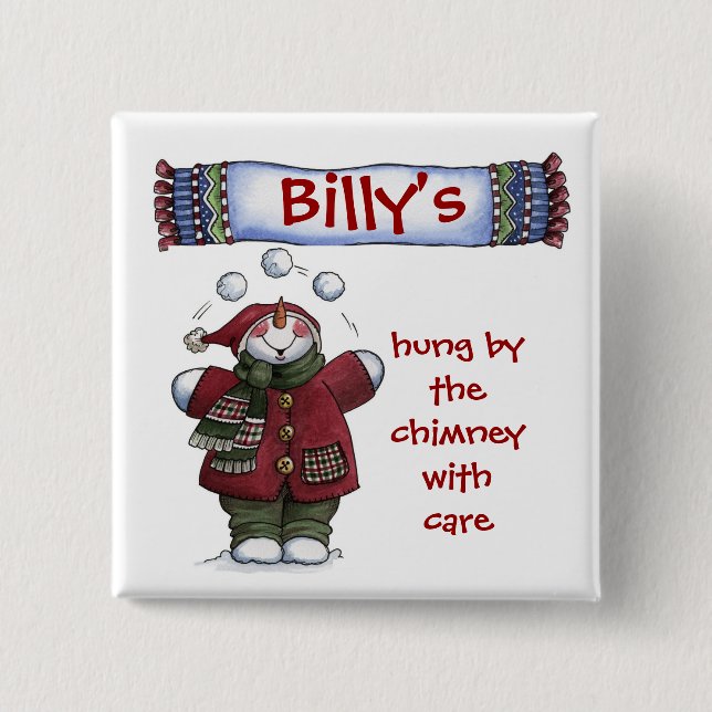 Badge Carré 5 Cm Bouton d'étiquette de bas de Chrtimstas (Devant)