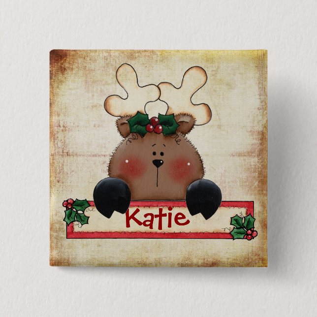 Badge Carré 5 Cm Bouton d'étiquette de bas de Chrtimstas (Devant)