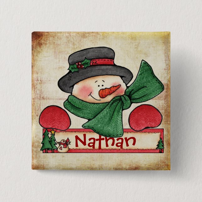 Badge Carré 5 Cm Bouton d'étiquette de bas de Chrtimstas (Devant)