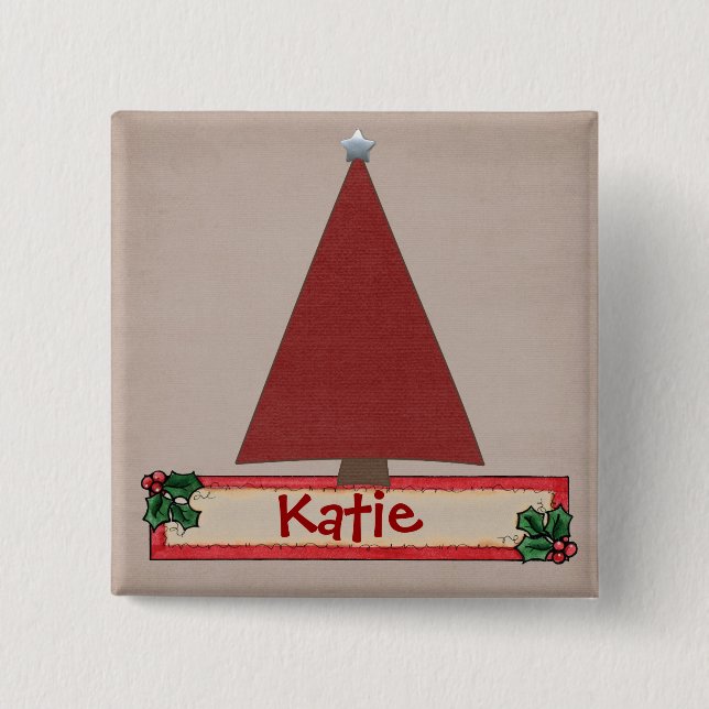 Badge Carré 5 Cm Bouton d'étiquette de bas de Chrtimstas (Devant)